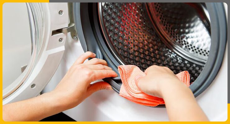 خشک نکردن لاستیک دور درِ ماشین لباسشویی